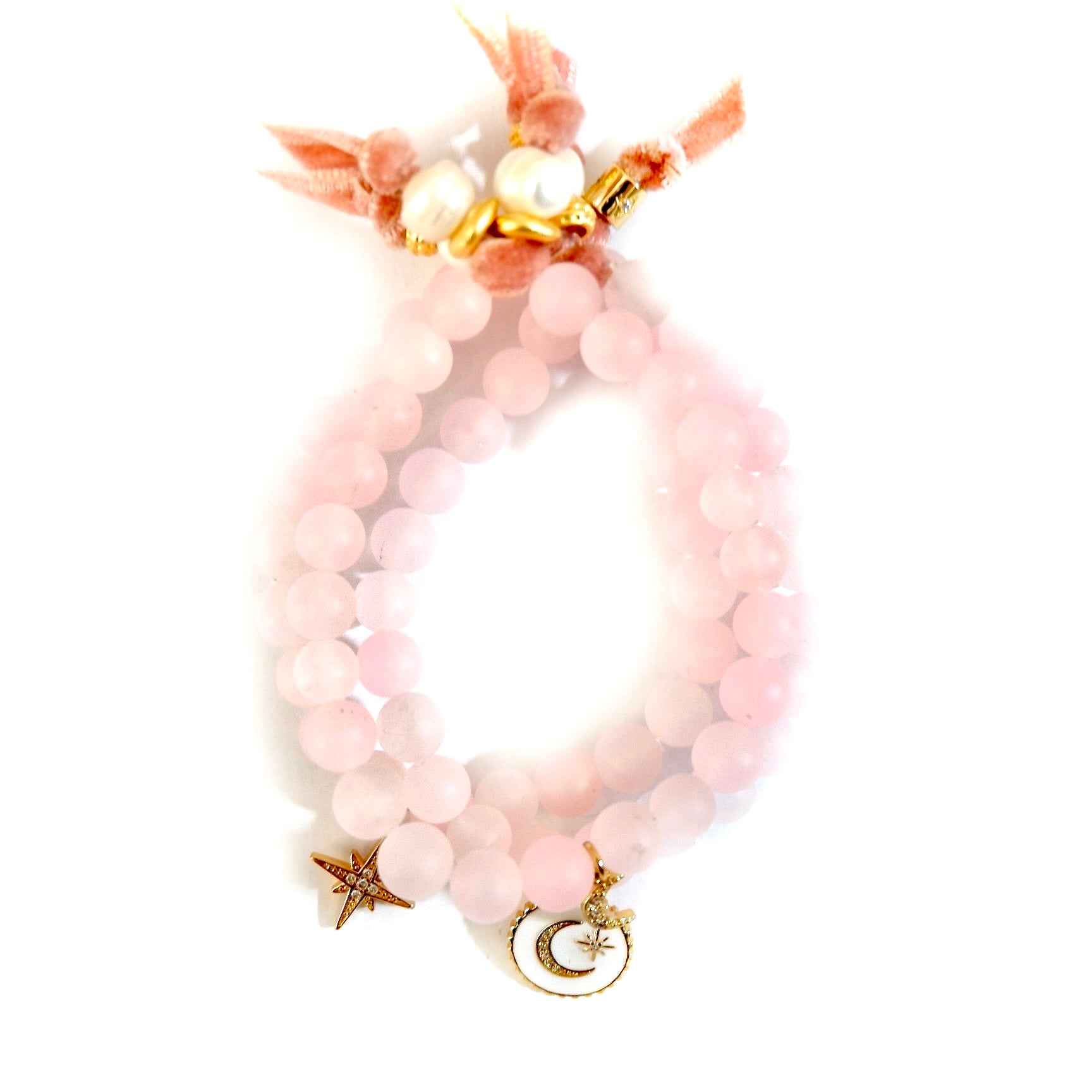 rose quartz trio set bracelet