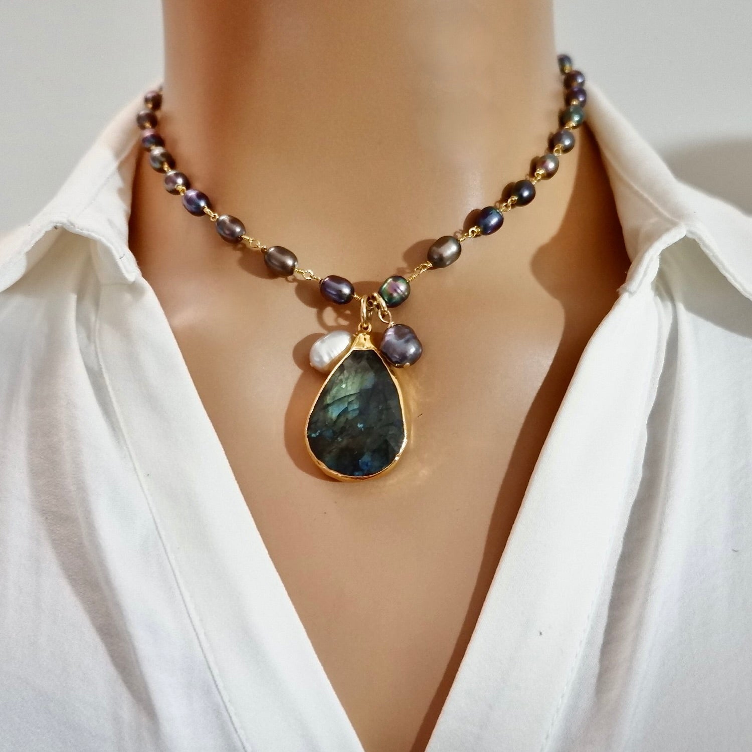 rainbow pearl necklace