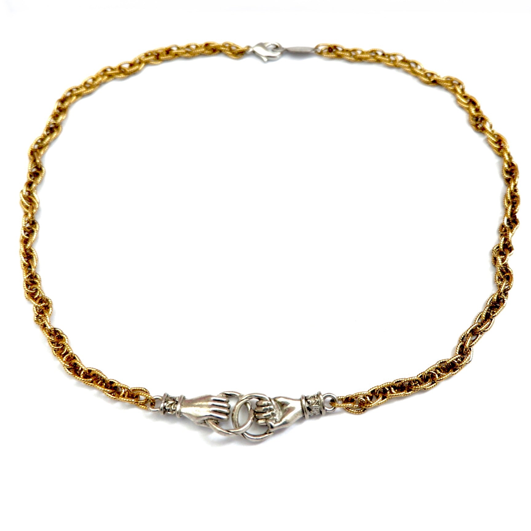 my hand in hand silver choker necklace