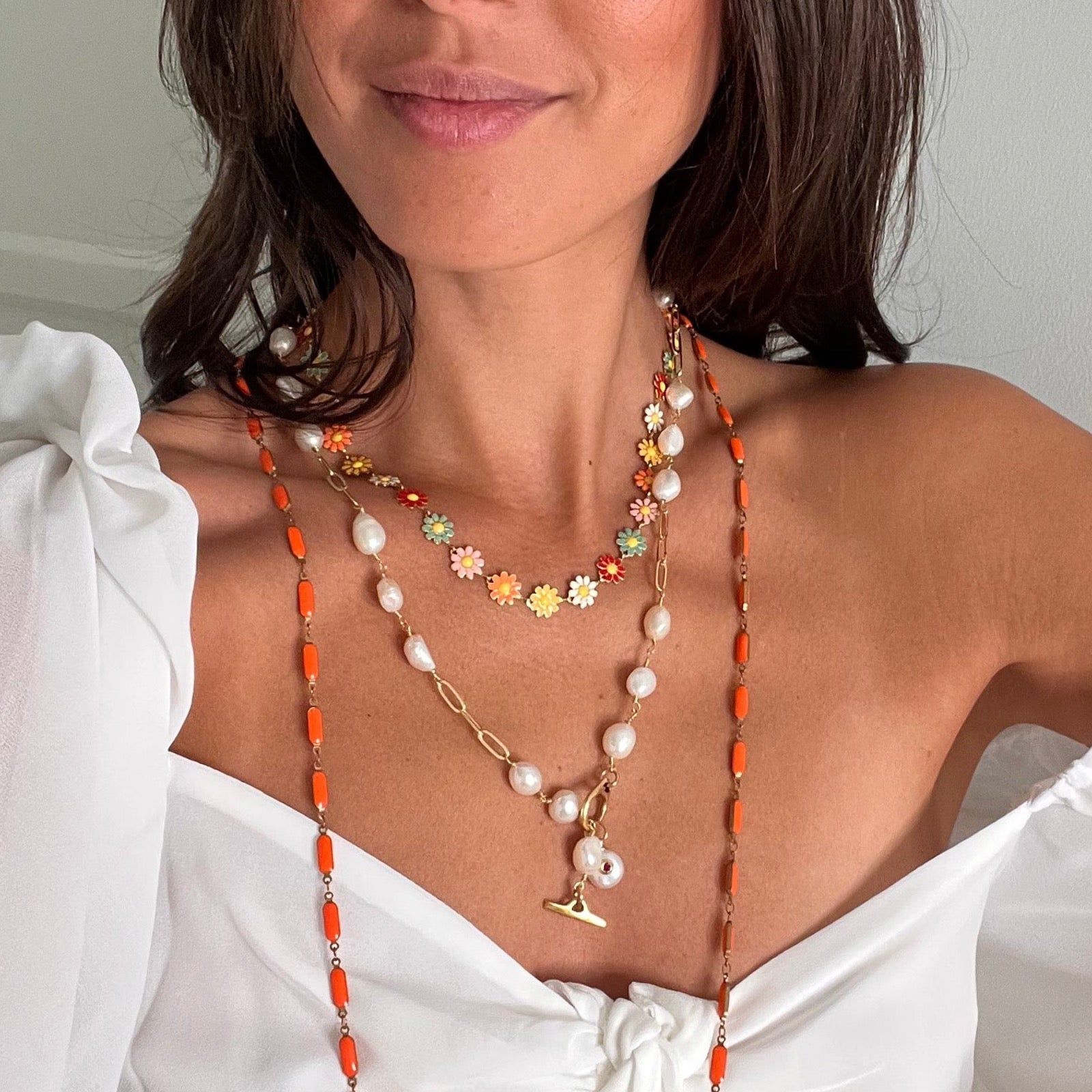 ruby dot pearl necklace