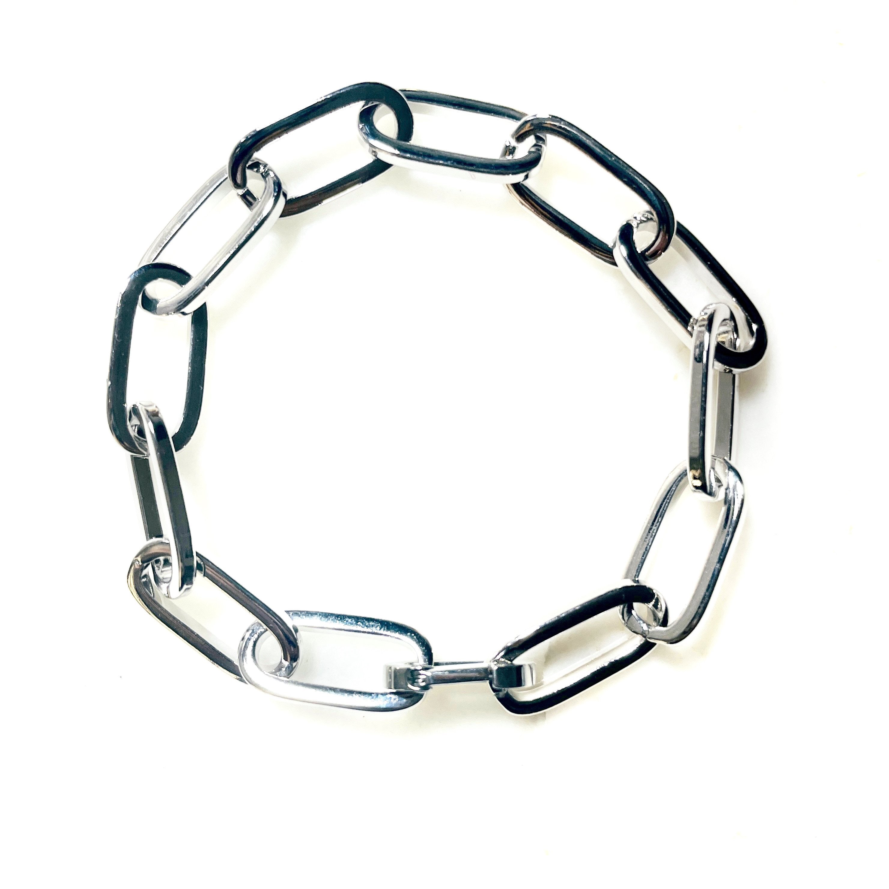 modern silver mens bracelet