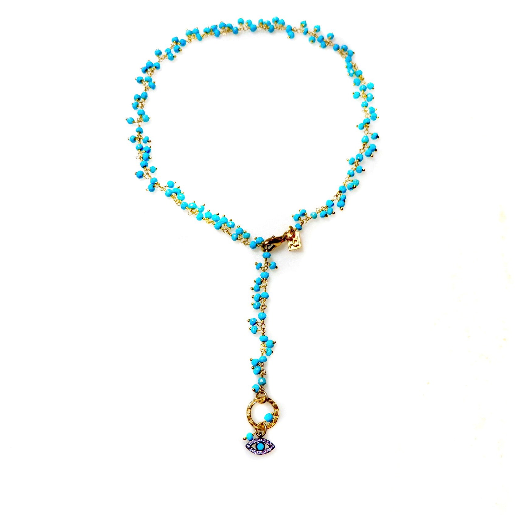 turquoise cluster choker necklace