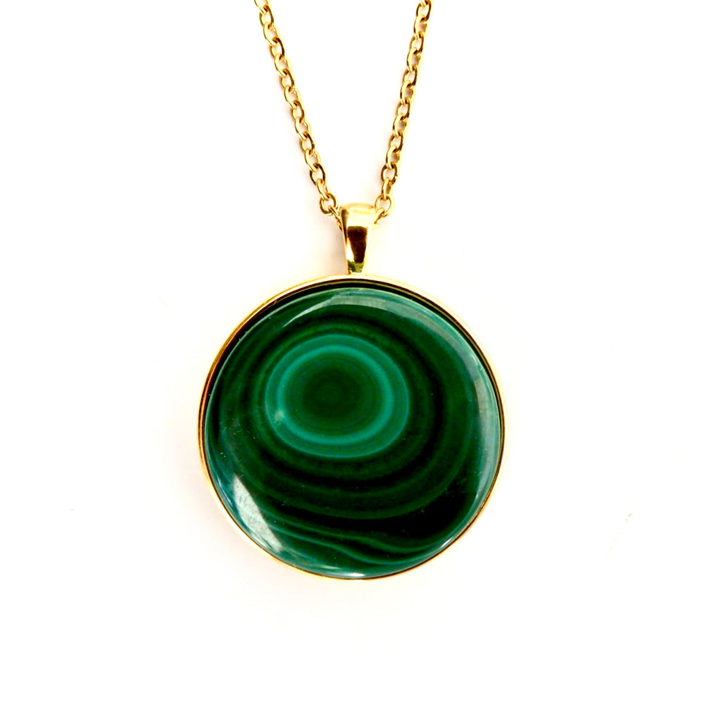 malachite circle necklace