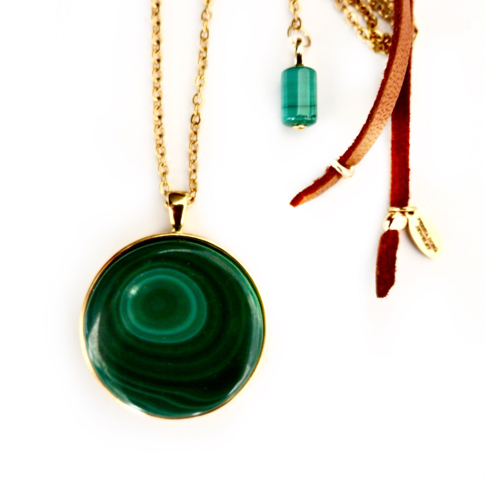 malachite circle necklace