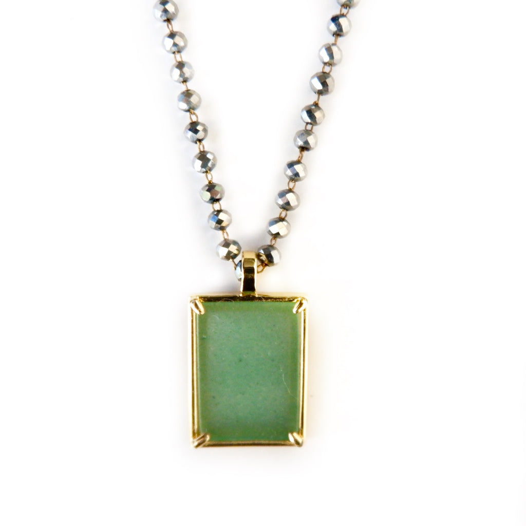 rectangle gemstone pendant necklace