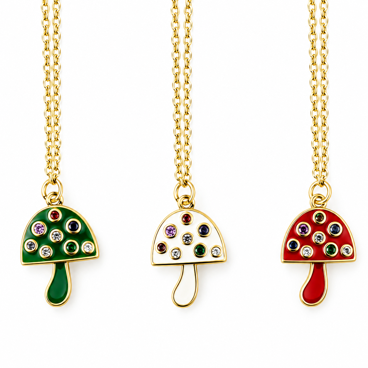 enamel mushroom necklace