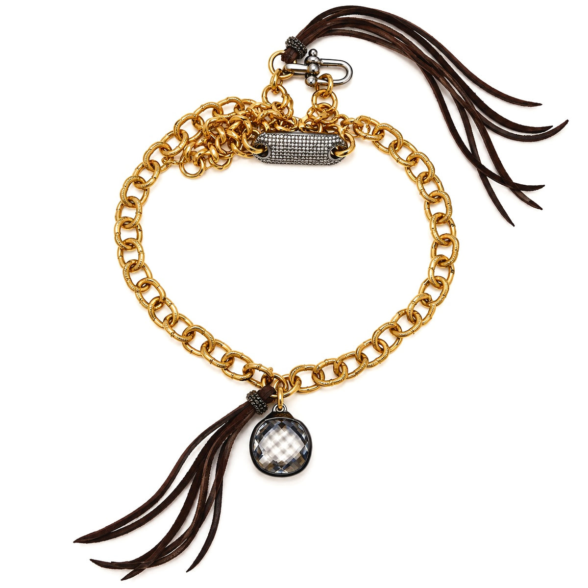 Vintage x modern x leather necklace