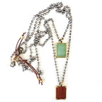 rectangle gemstone pendant necklace