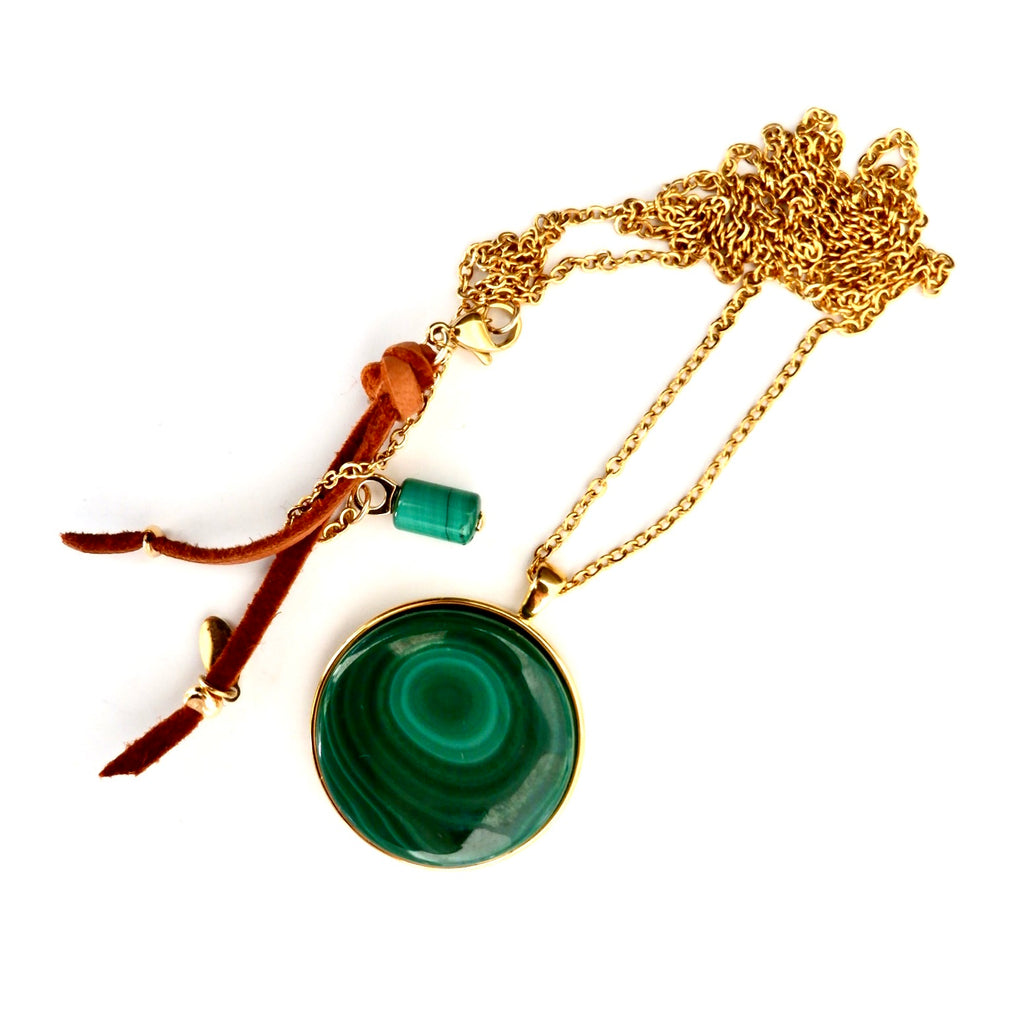 malachite circle necklace