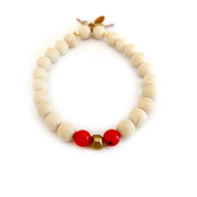 bone and coral mens bracelet