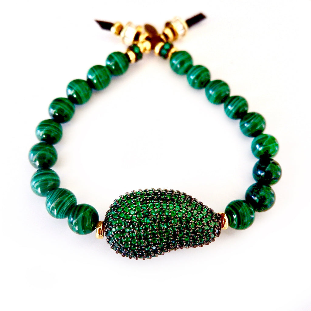 malachite green onyx crystal bracelet