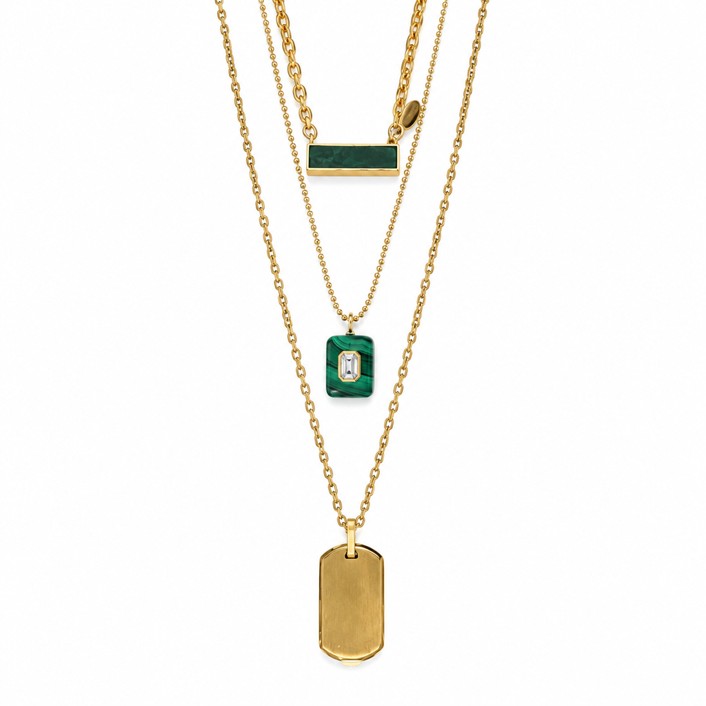 Gold tag necklace