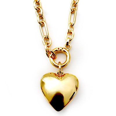 my puffy gold heart necklace