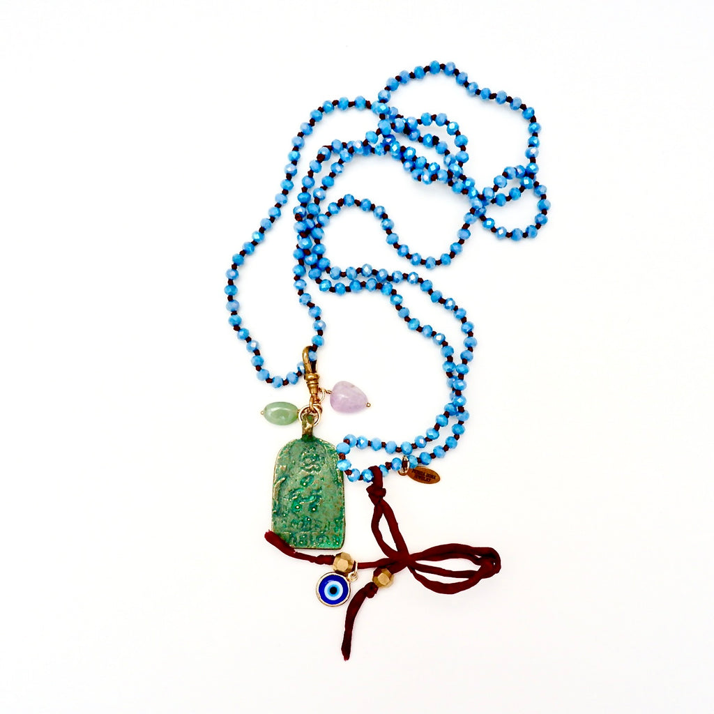 vintage green yoga necklace