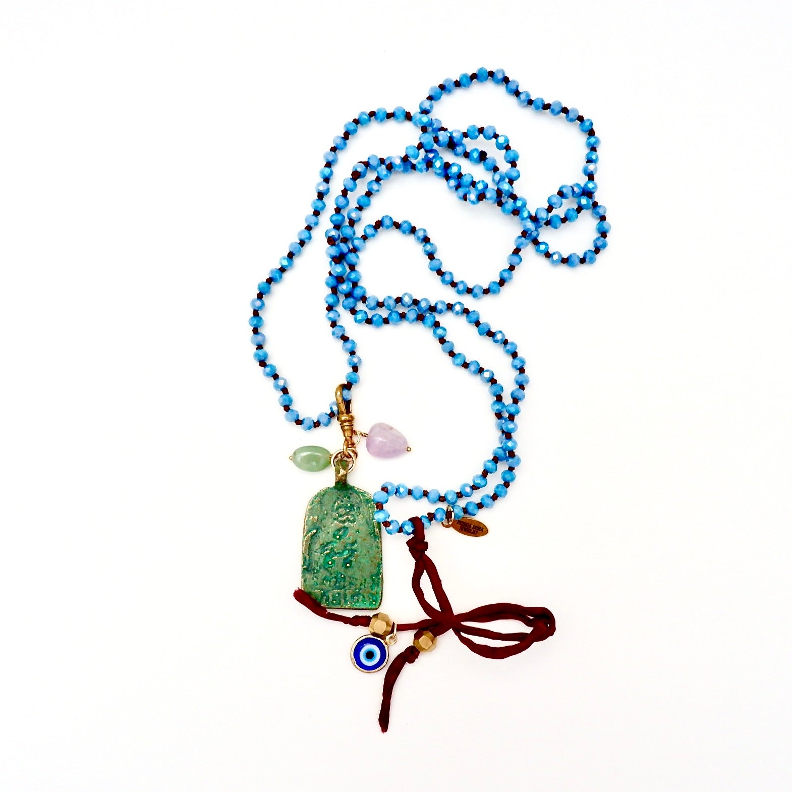 vintage green yoga necklace