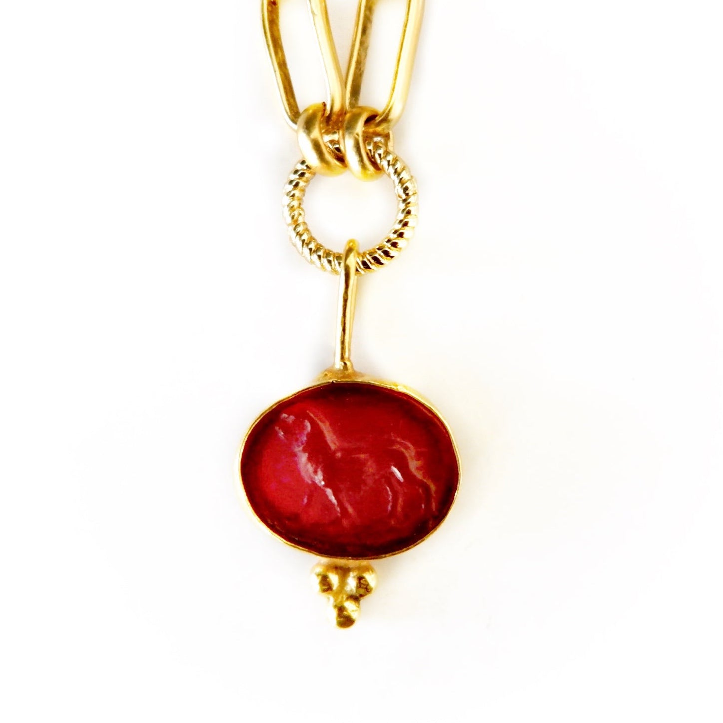 garnet lion intaglio necklace
