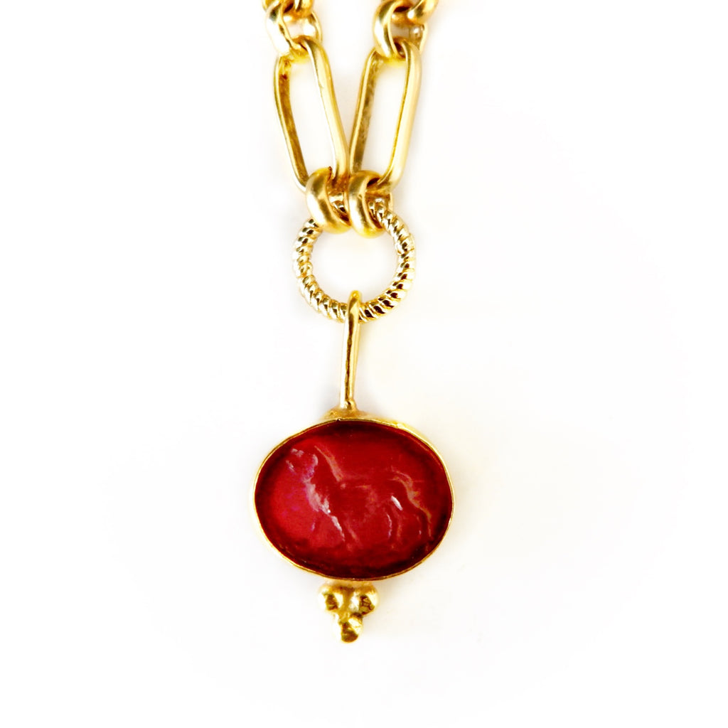 garnet lion intaglio necklace