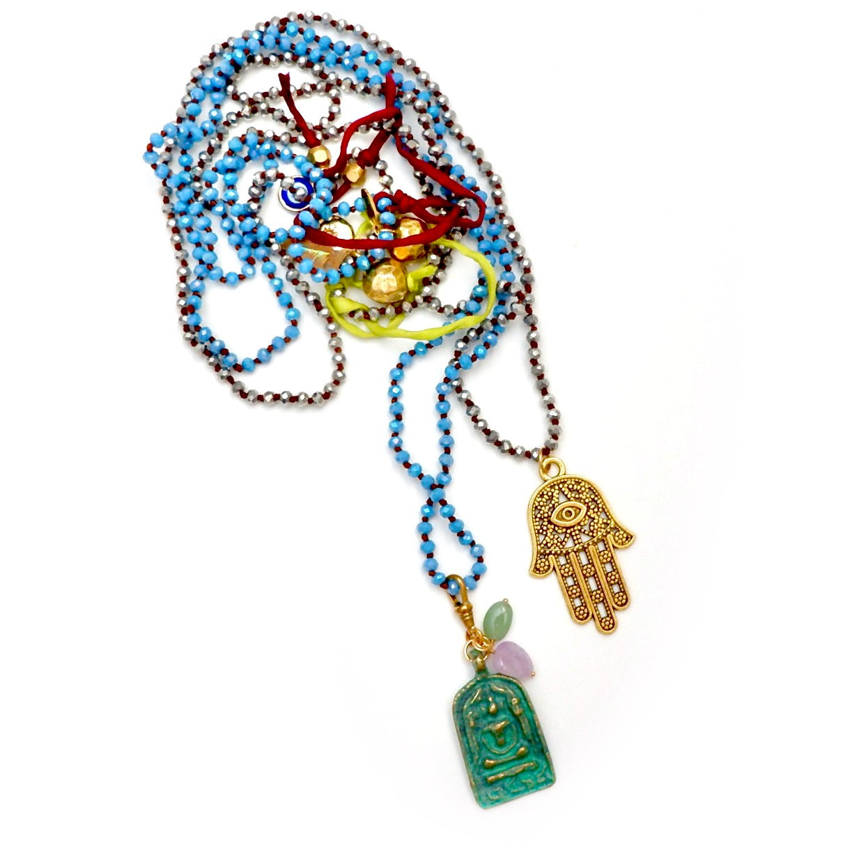 vintage green yoga necklace