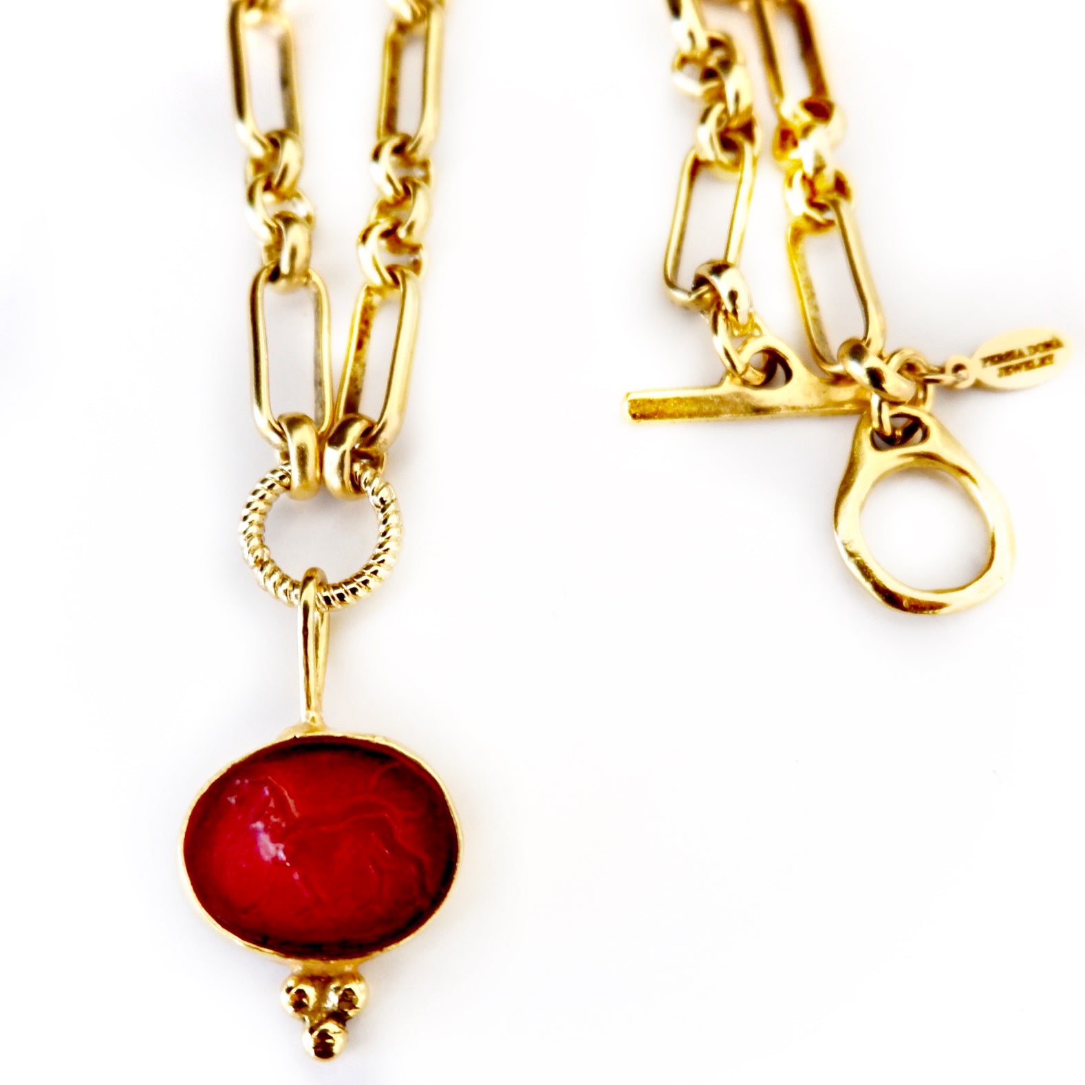 garnet lion intaglio necklace