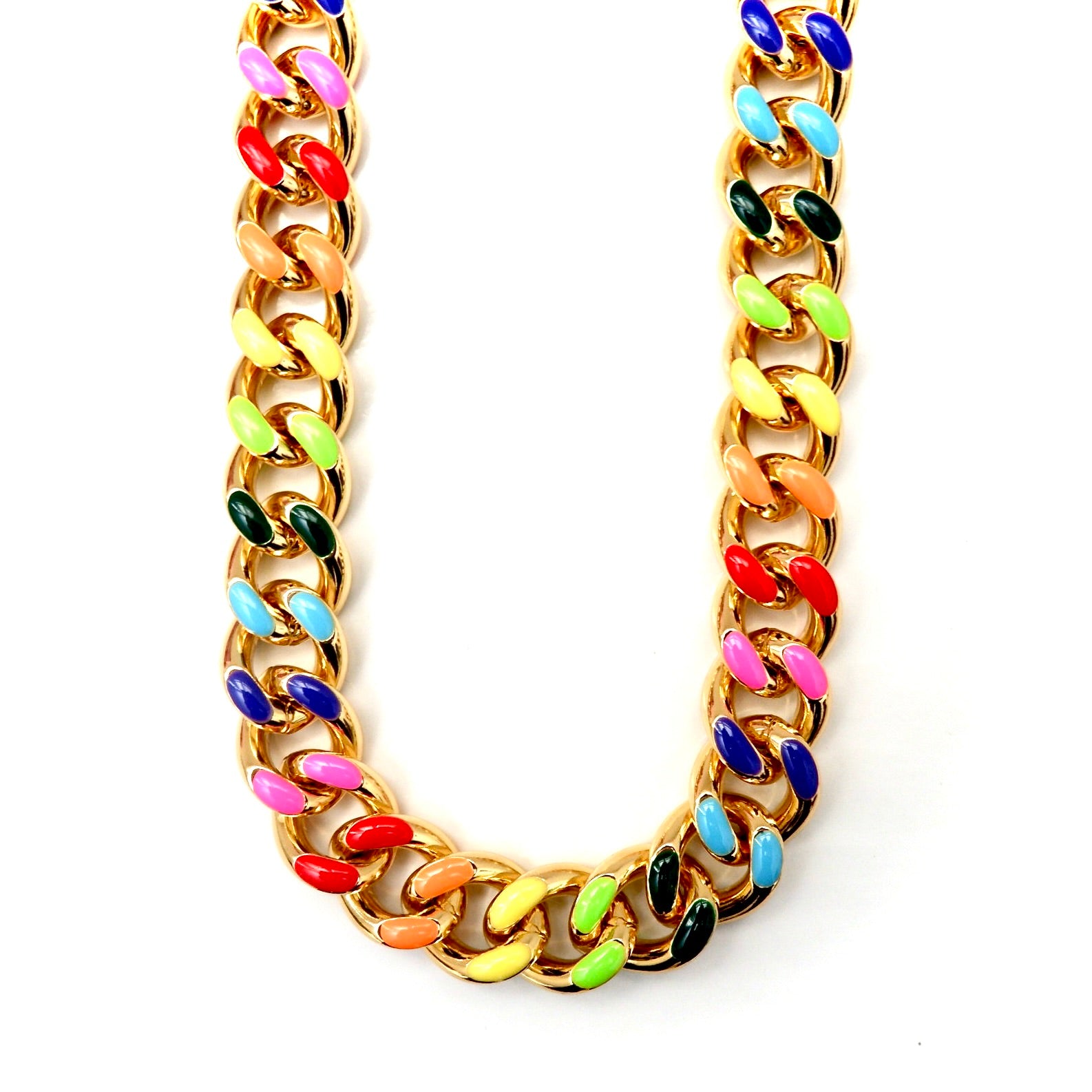 colorful cuban chain choker necklace