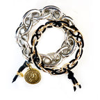 vintage coin and metal chain bangle