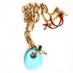 turquoise stone x key necklace
