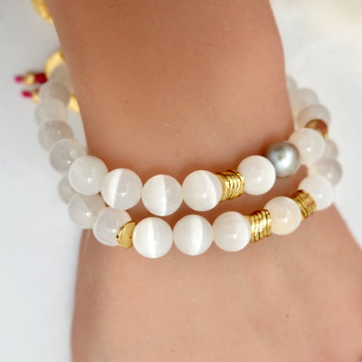 magical white cloud twin set bracelets