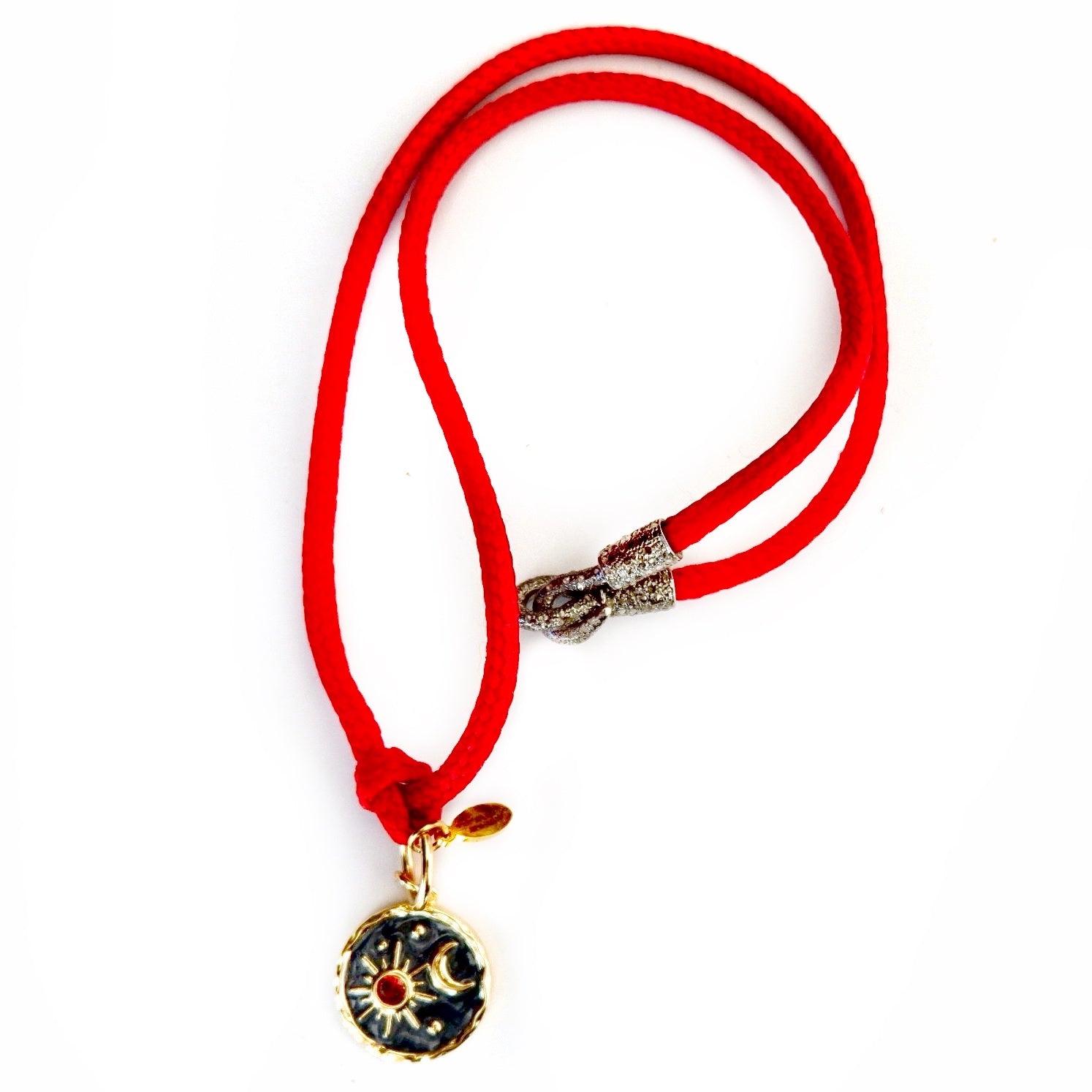 red cord sun and moon necklace