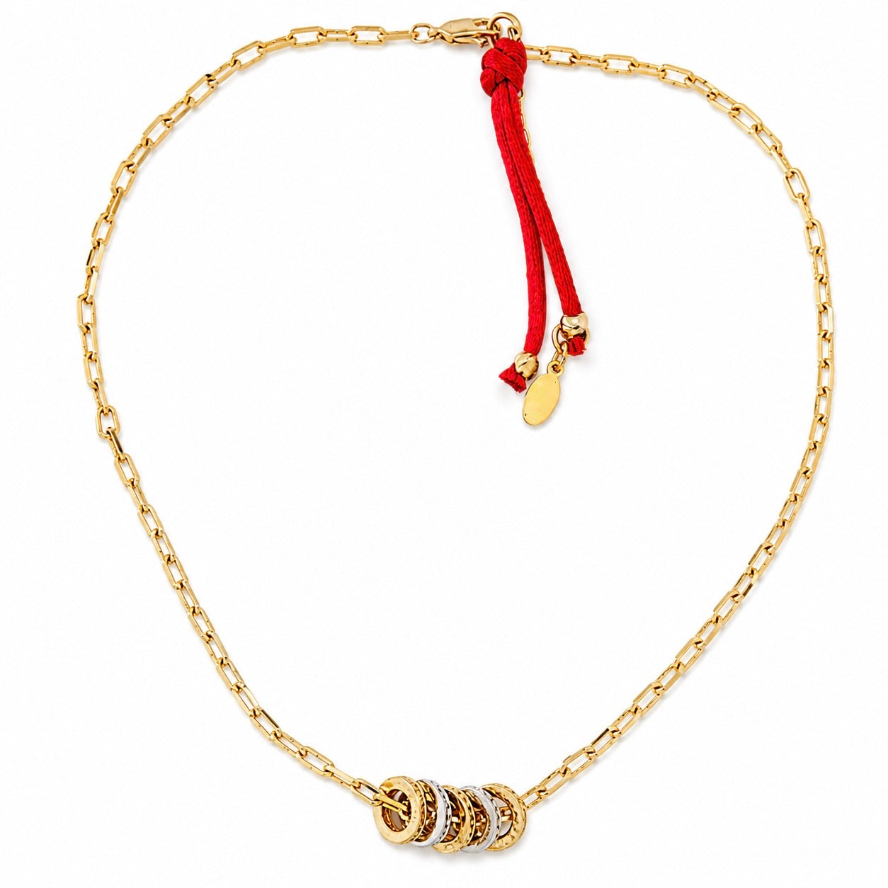 two tone tiny rings necklace