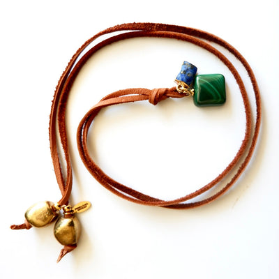 malachite and lapis leather choker