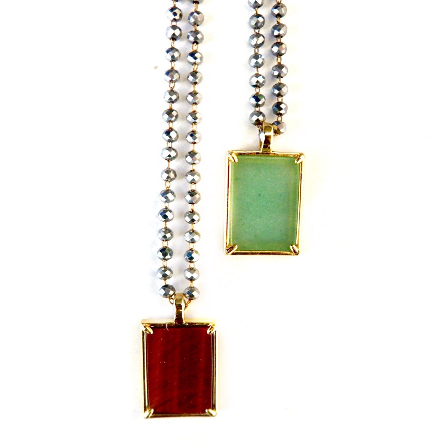 rectangle gemstone pendant necklace