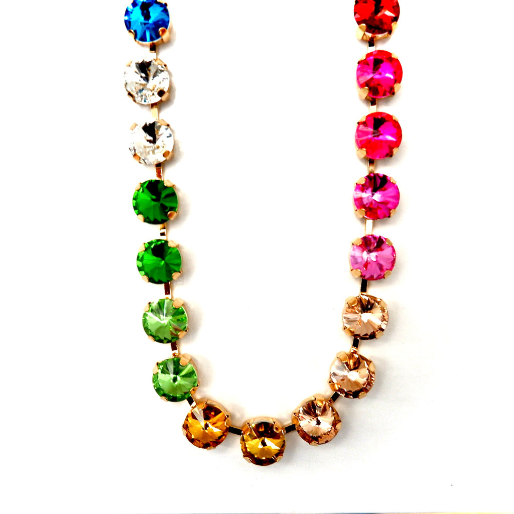 chunky rainbow crystal choker necklace