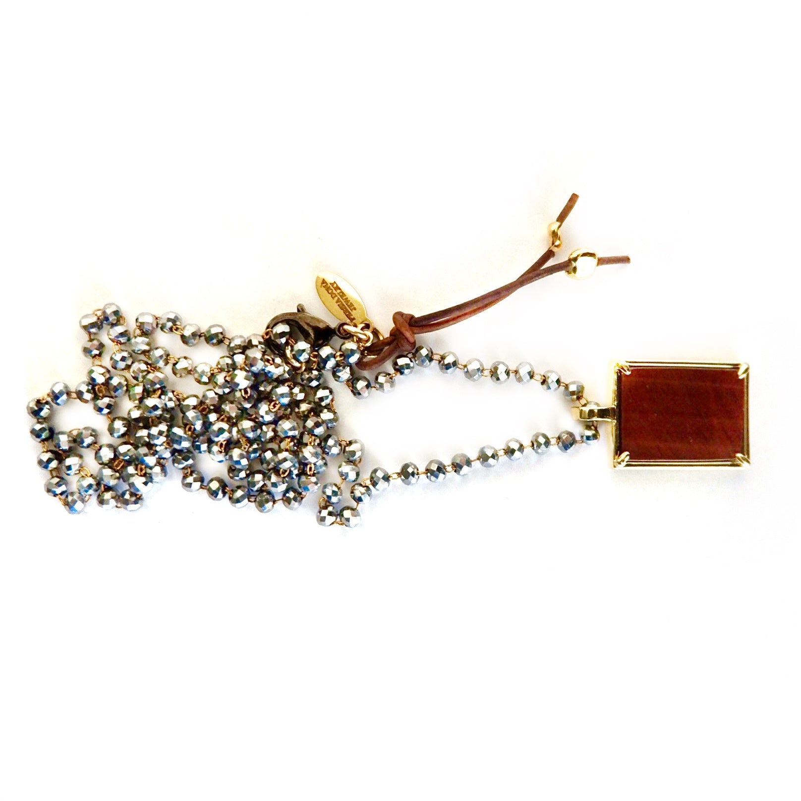 rectangle gemstone pendant necklace