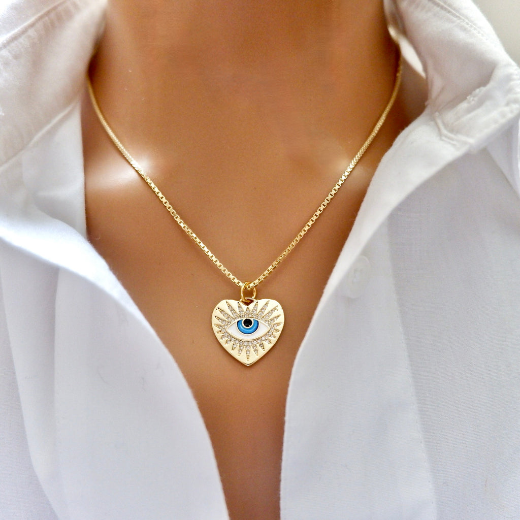 my heart and eye pendant necklace