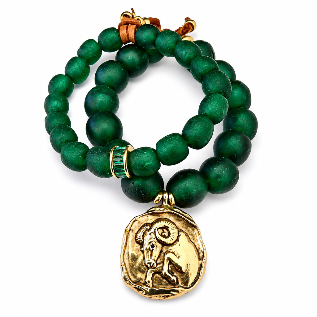 vintage glass zodiac bracelet
