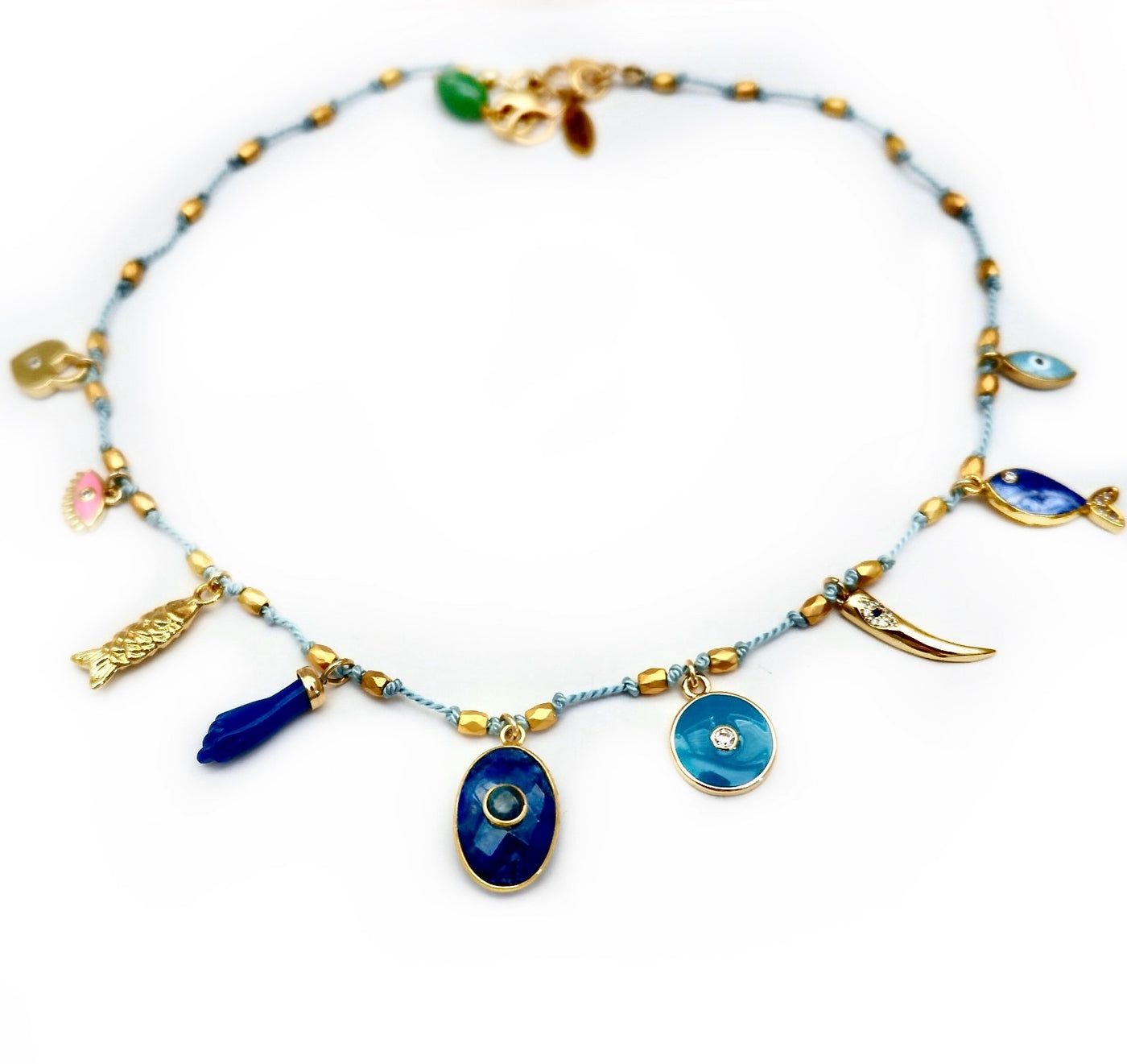 my aqua blue charm necklace
