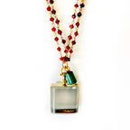 garnet and vintage locket necklace