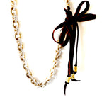 chunky metal and pearl chain necklace