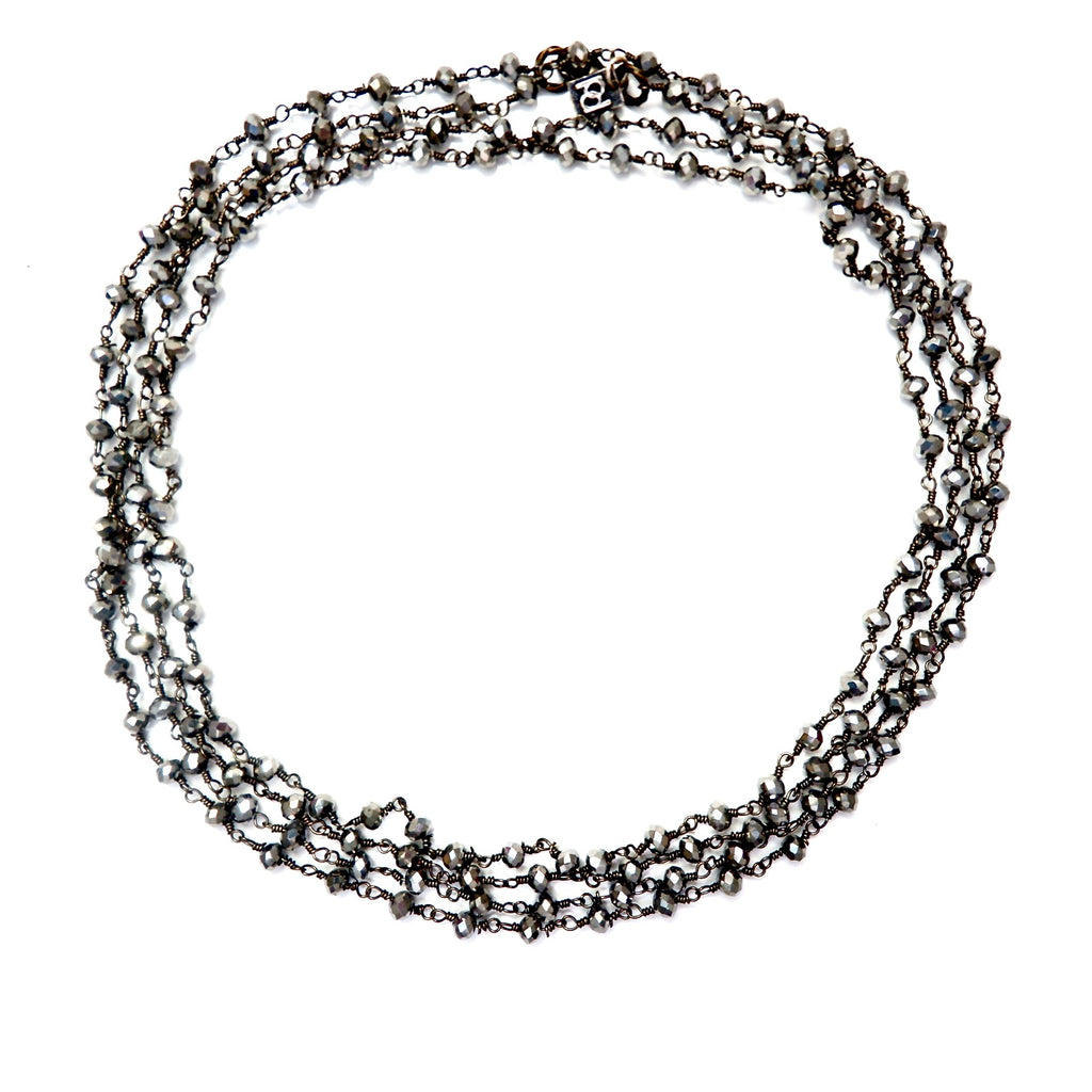 my long dainty silver pyrite necklace