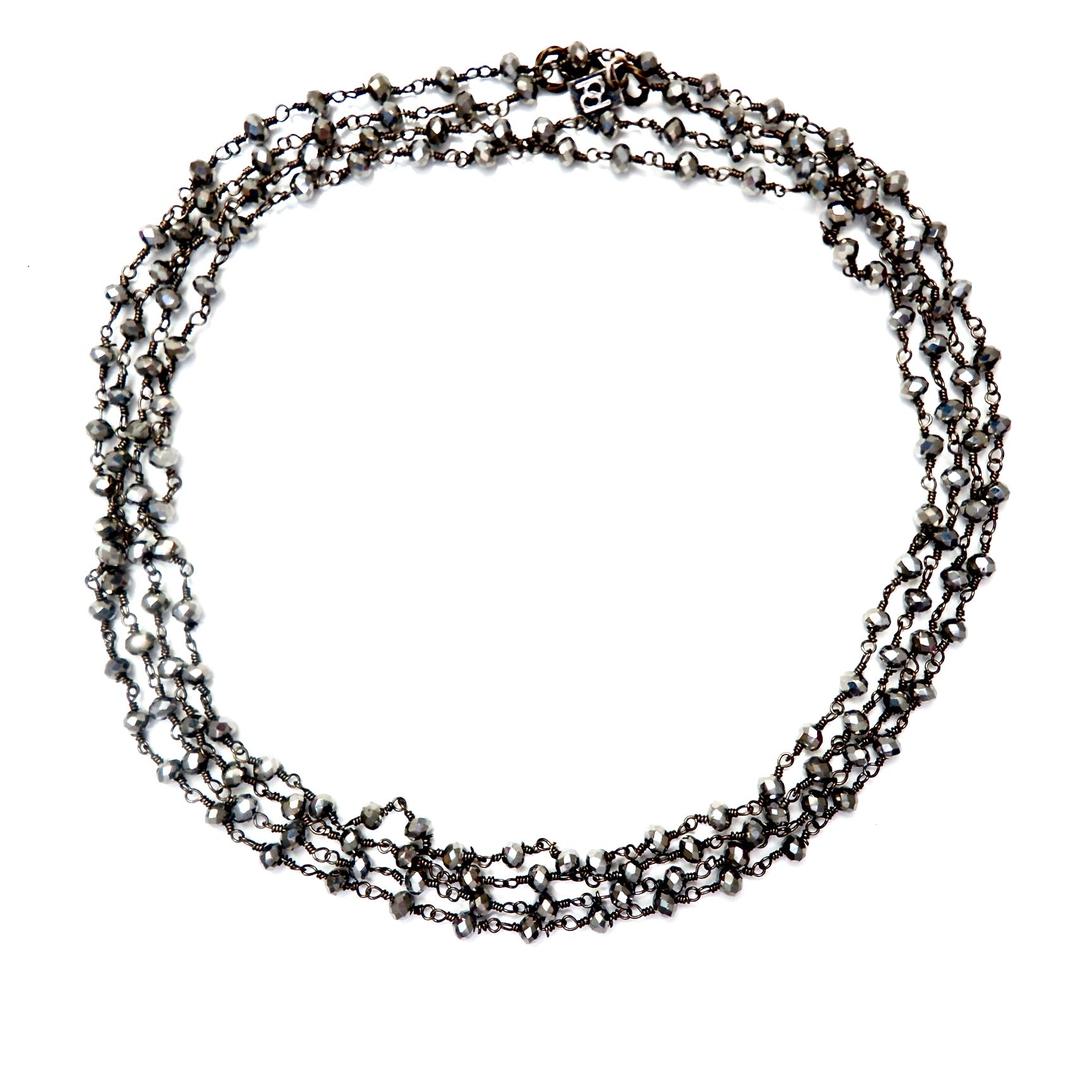 my long dainty silver pyrite necklace