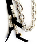 chunky metal and pearl chain necklace