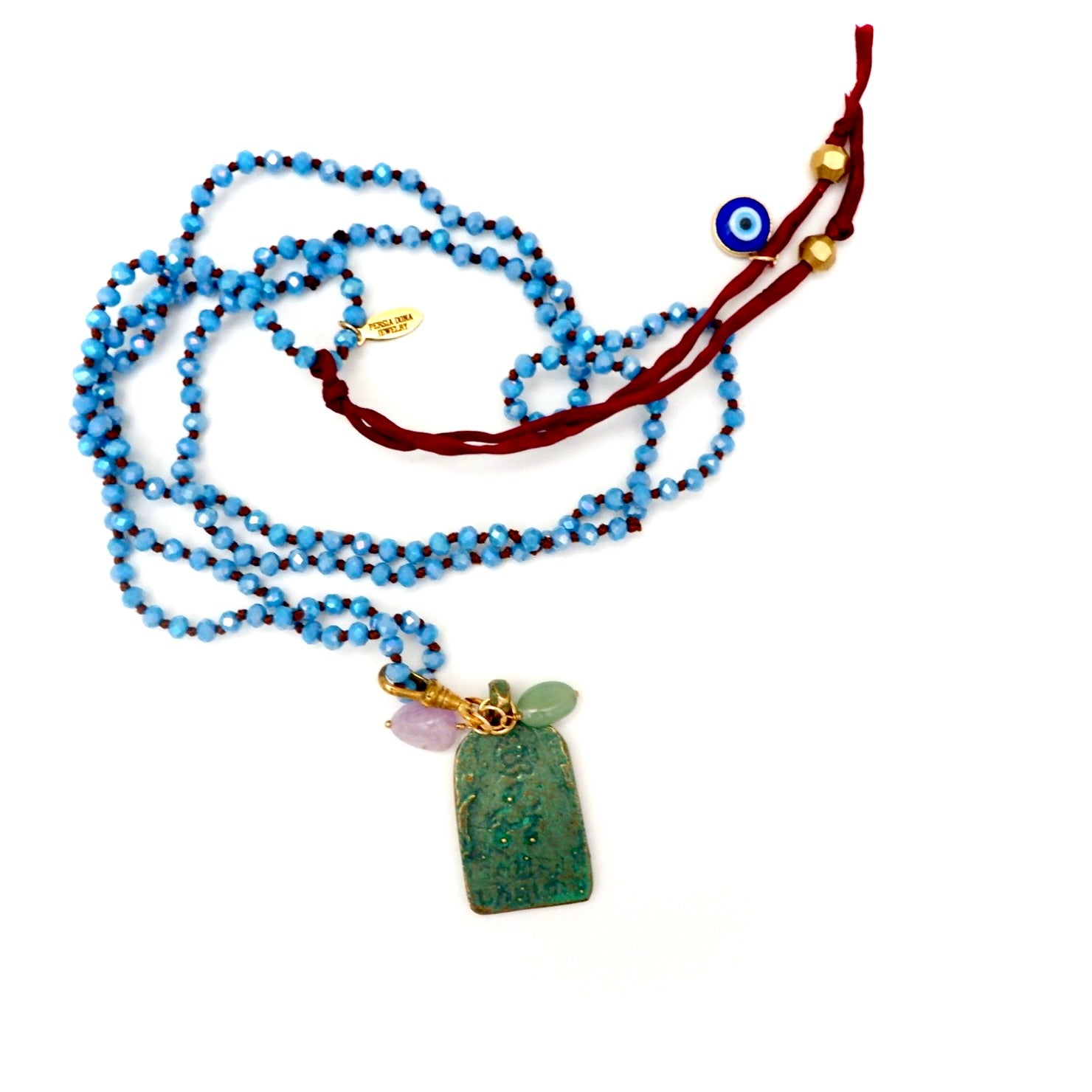 vintage green yoga necklace