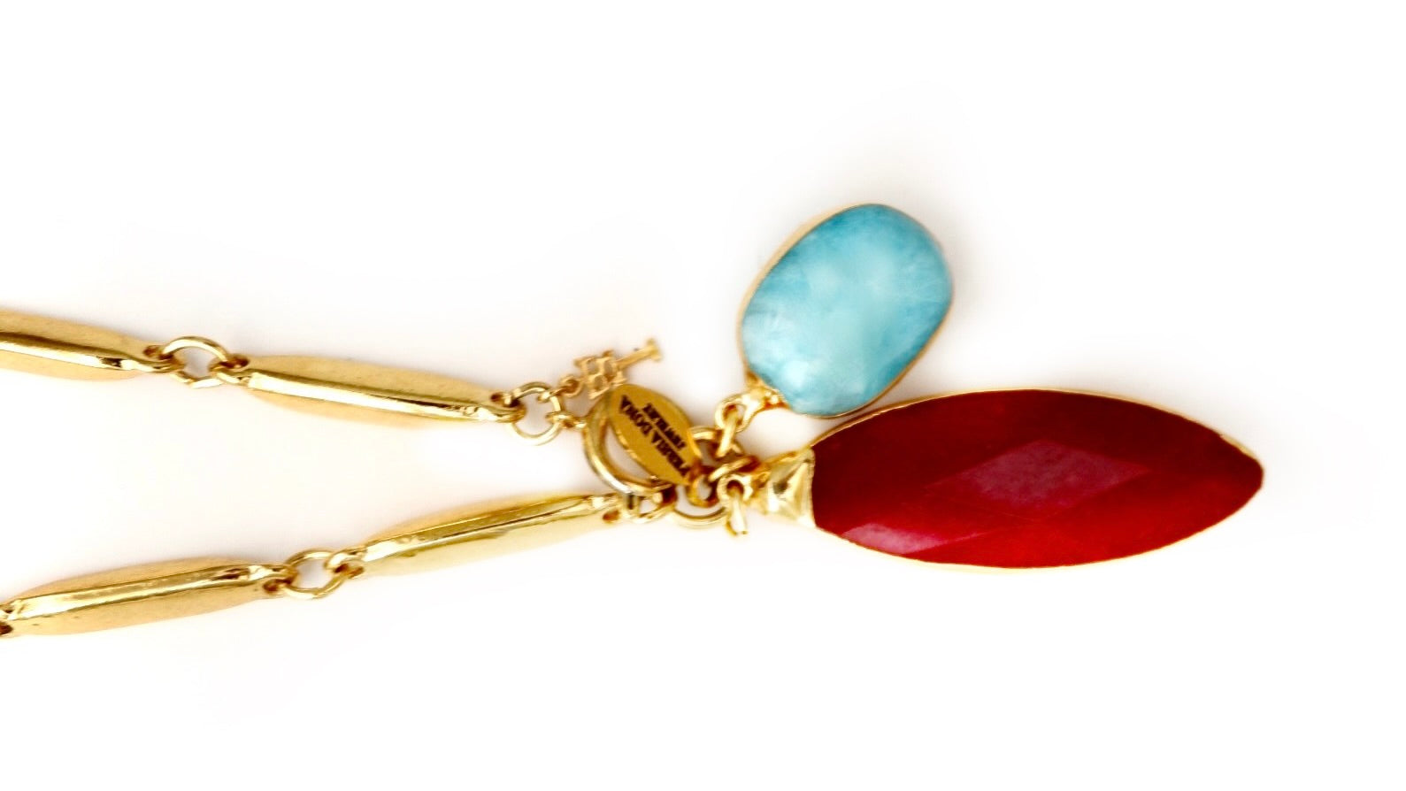 vintage ruby and turquoise pendant necklace