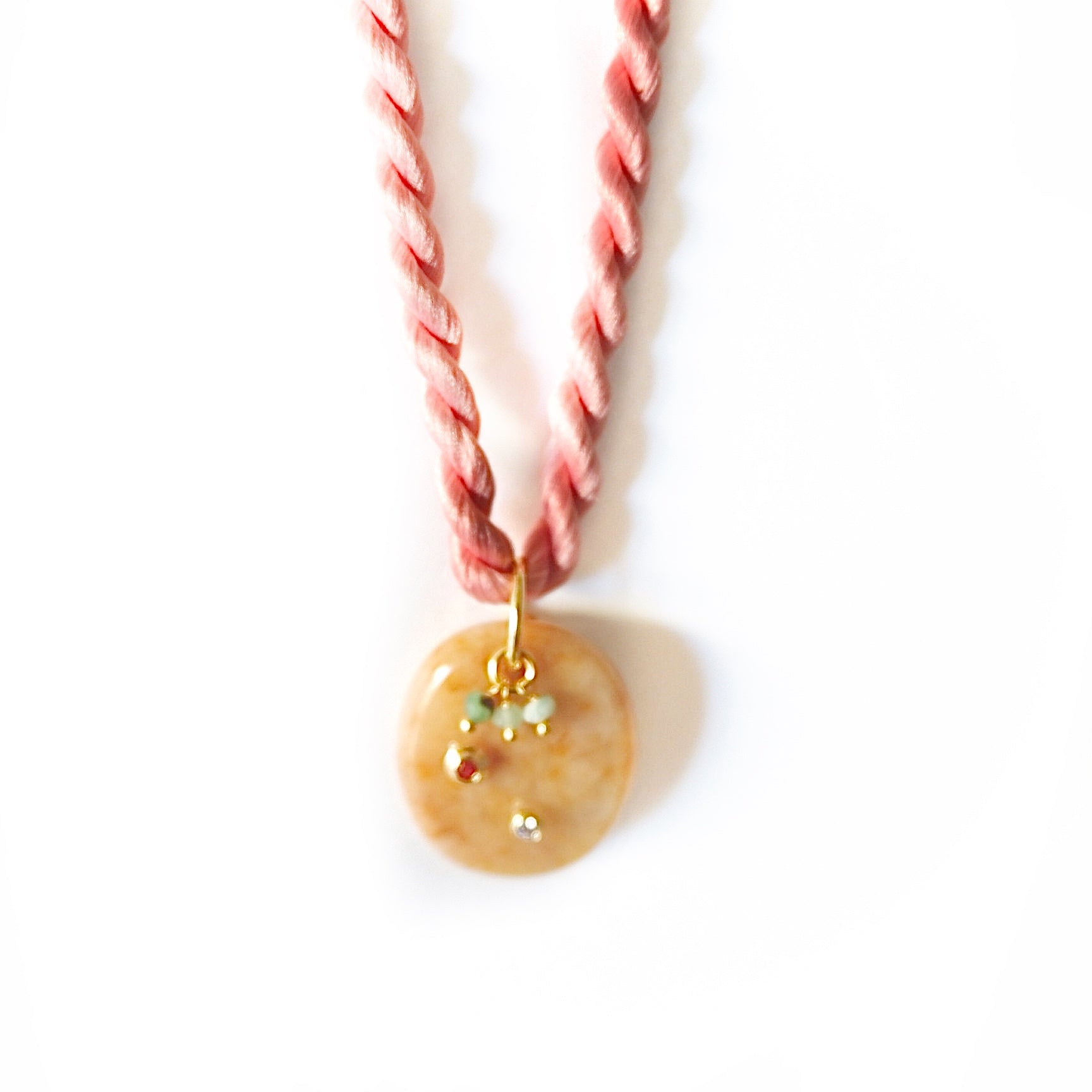 blush silk rope x gemstone necklace