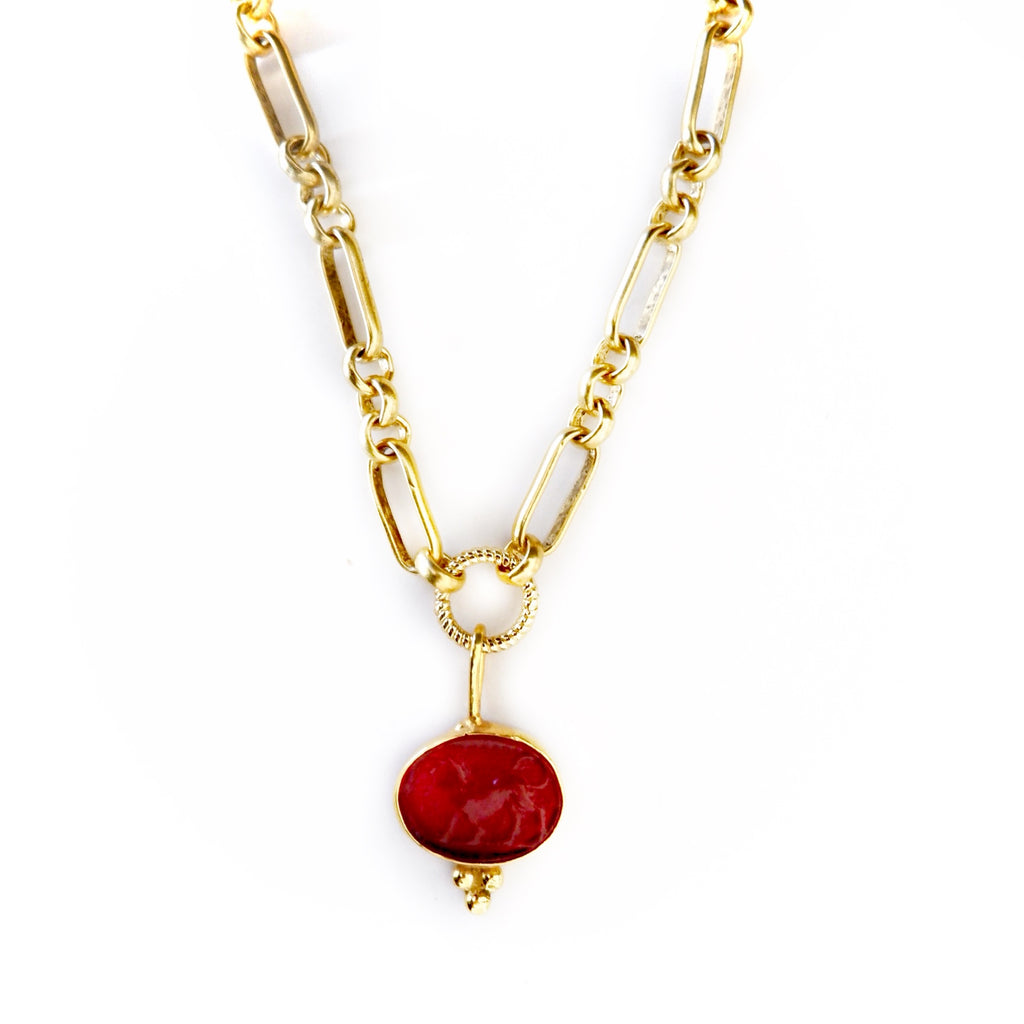 garnet lion intaglio necklace