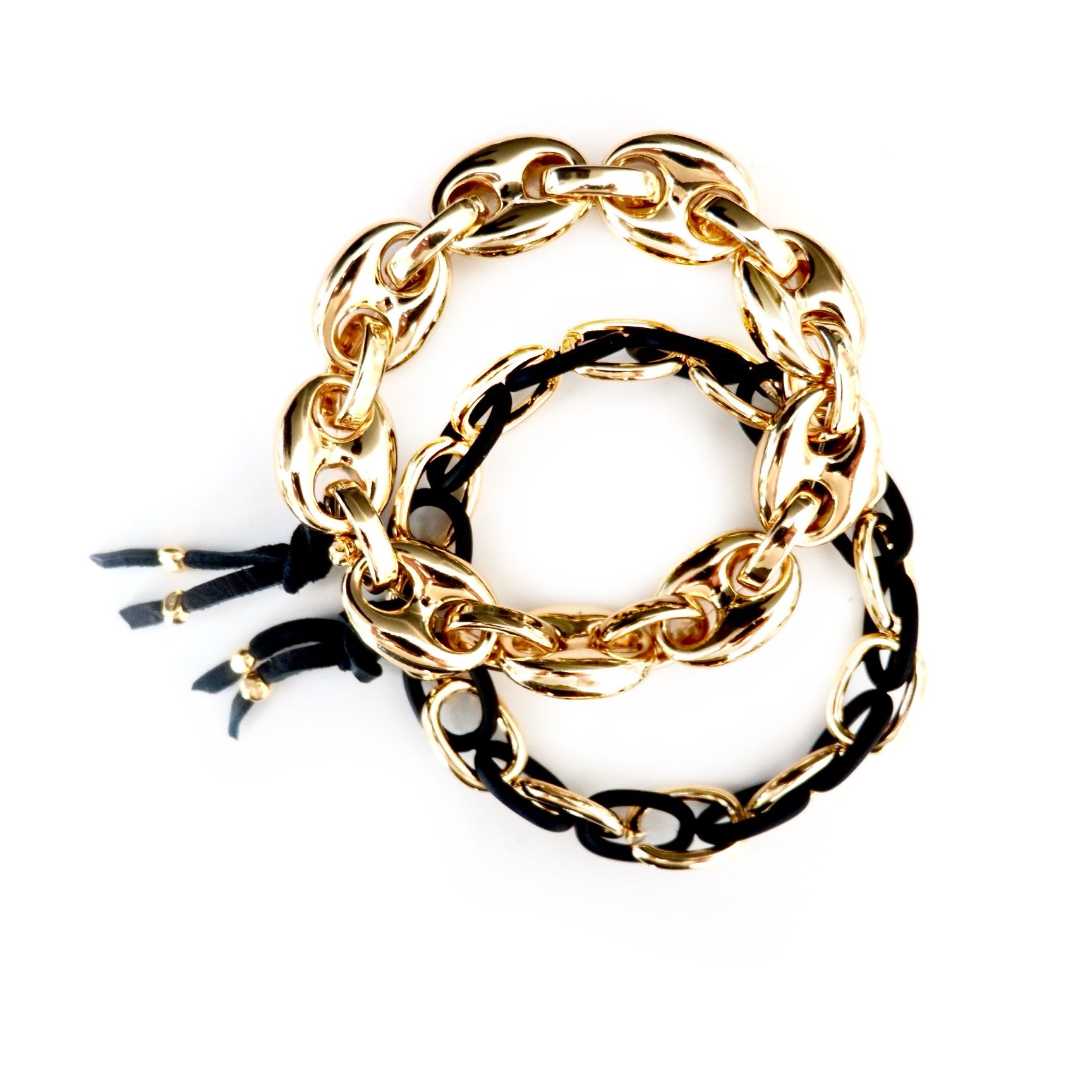 black and gold link chain bracelet