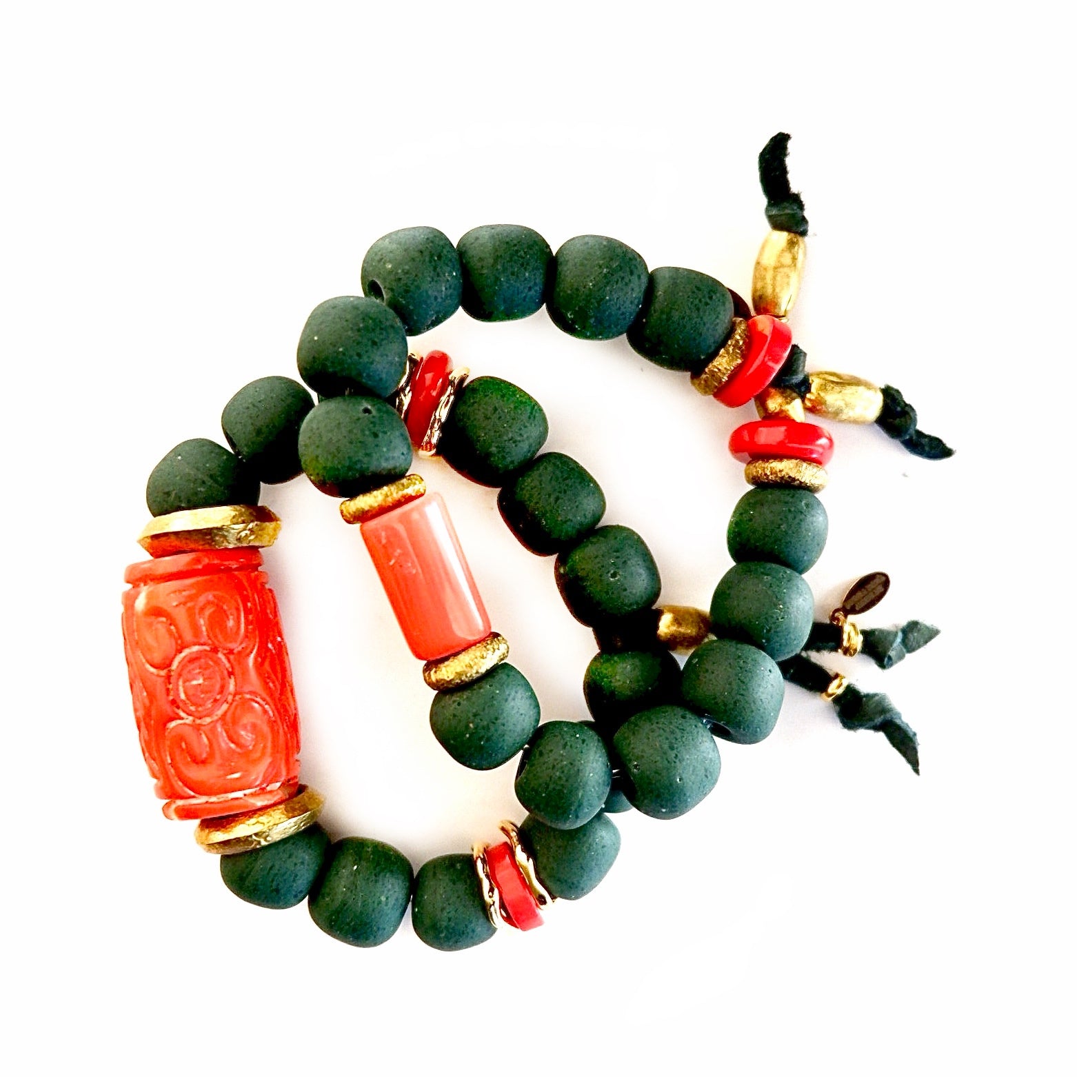 positano coral x vintage glass bracelet