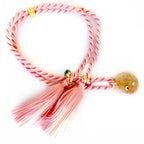 blush silk rope x gemstone necklace