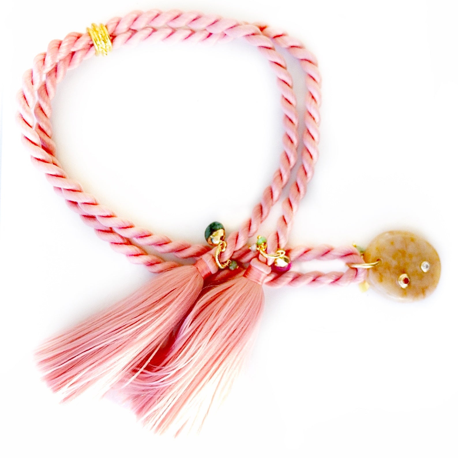 blush silk rope x gemstone necklace