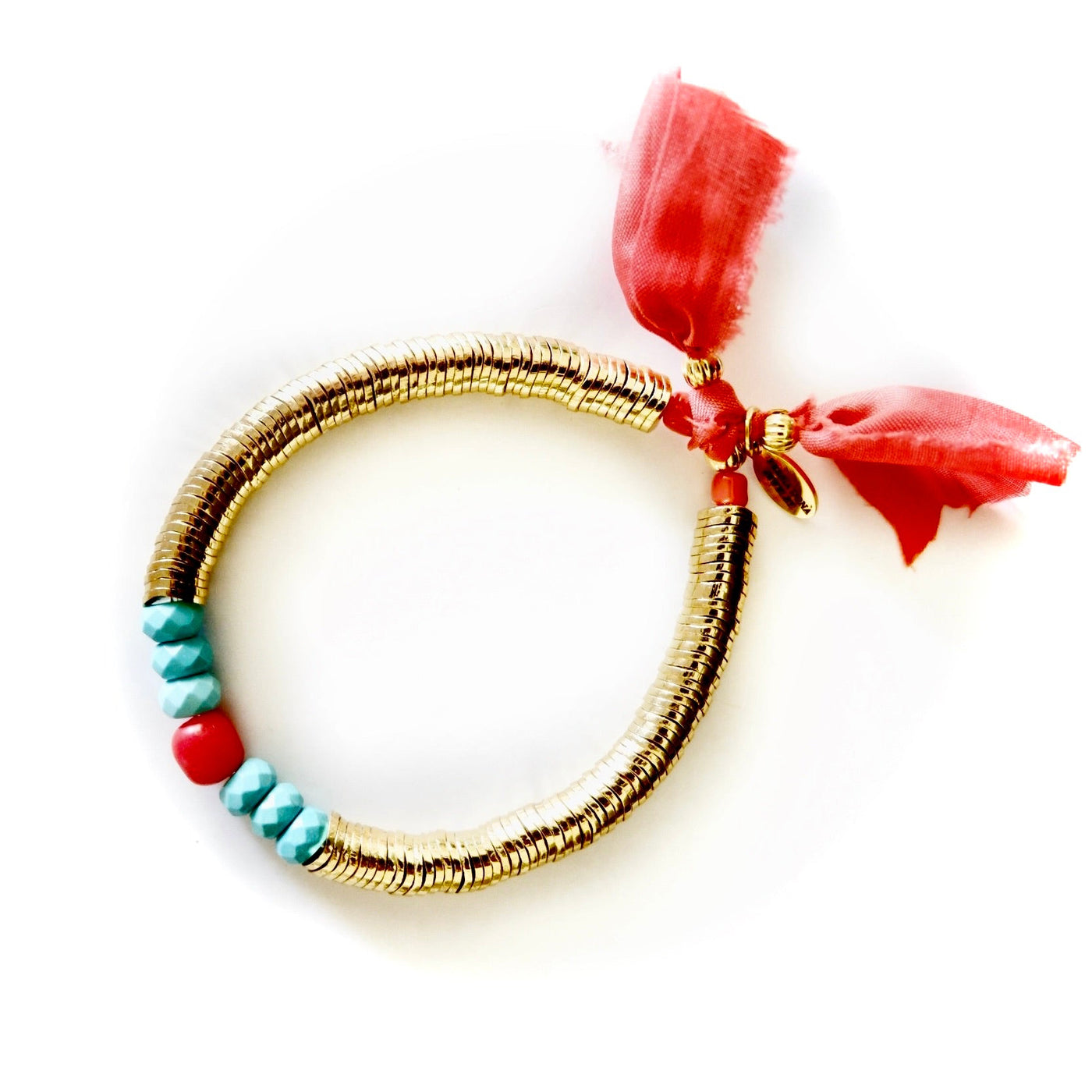 gold disc and turquoise goddess bracelet